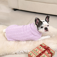 Lorehelina multi-color pack flatlay six color knit dog sweaters ready for seasonal photos.
