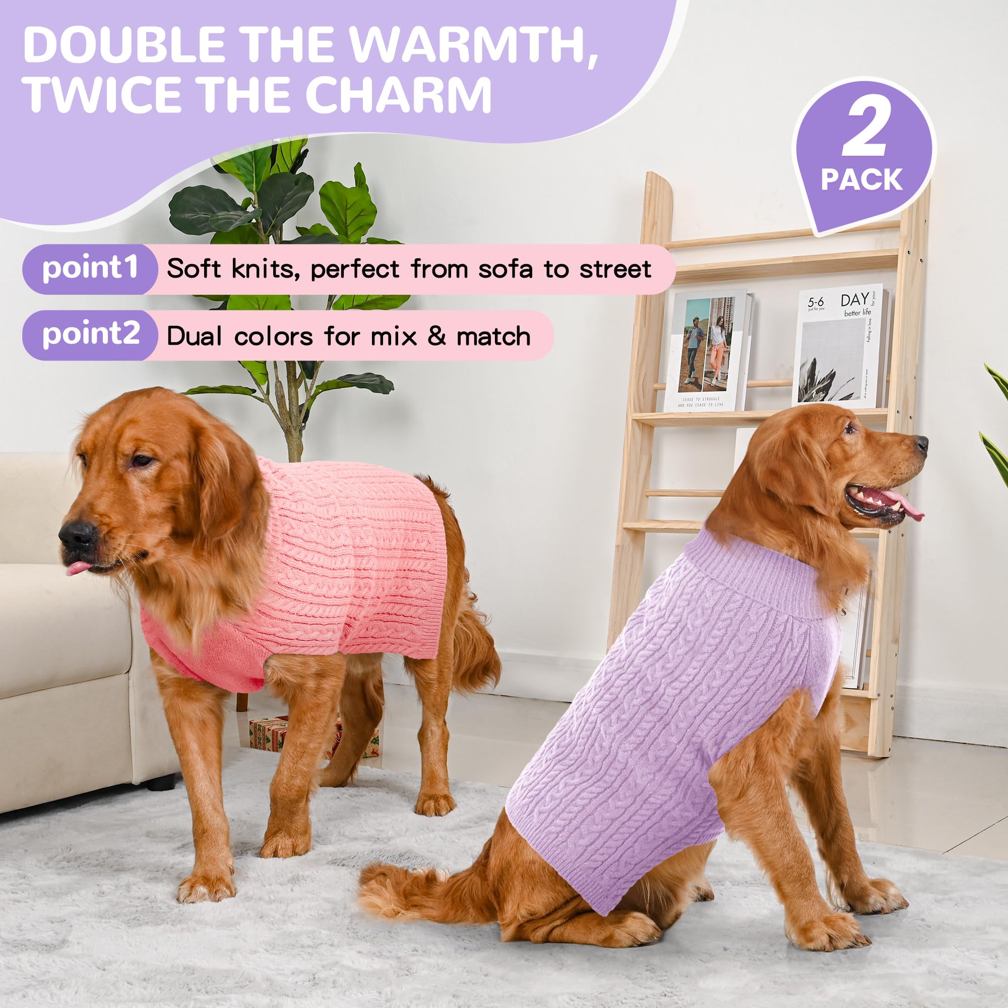 Lorehelina dog sweaters XL pink turtleneck for secure fit during winter walks.