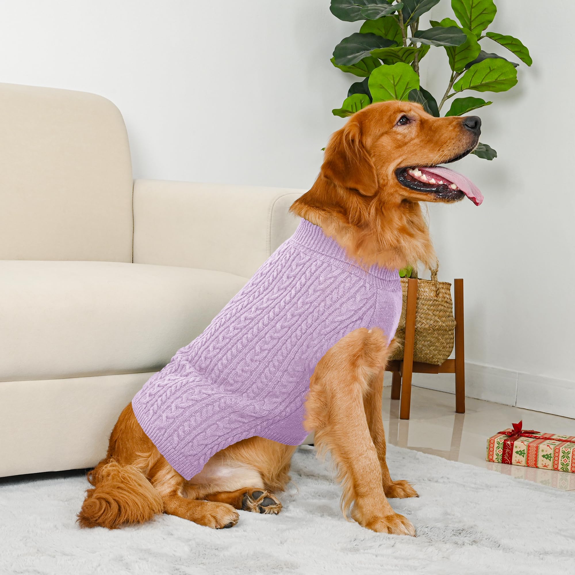 Lorehelina dog sweaters XL stretchy fleece inside promotes comfort and easy machine washing.