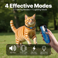 LOSULF cat training modes with beep, vibration, shock, and lighting.