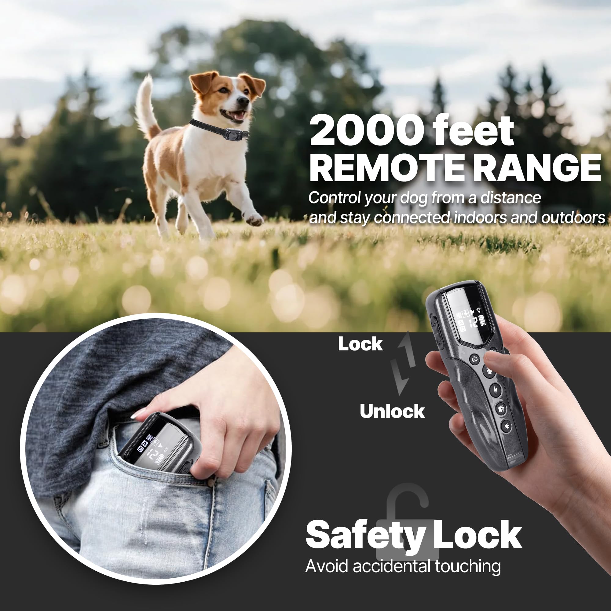 LOSULF IPX7 waterproof collar close-up for all-weather training