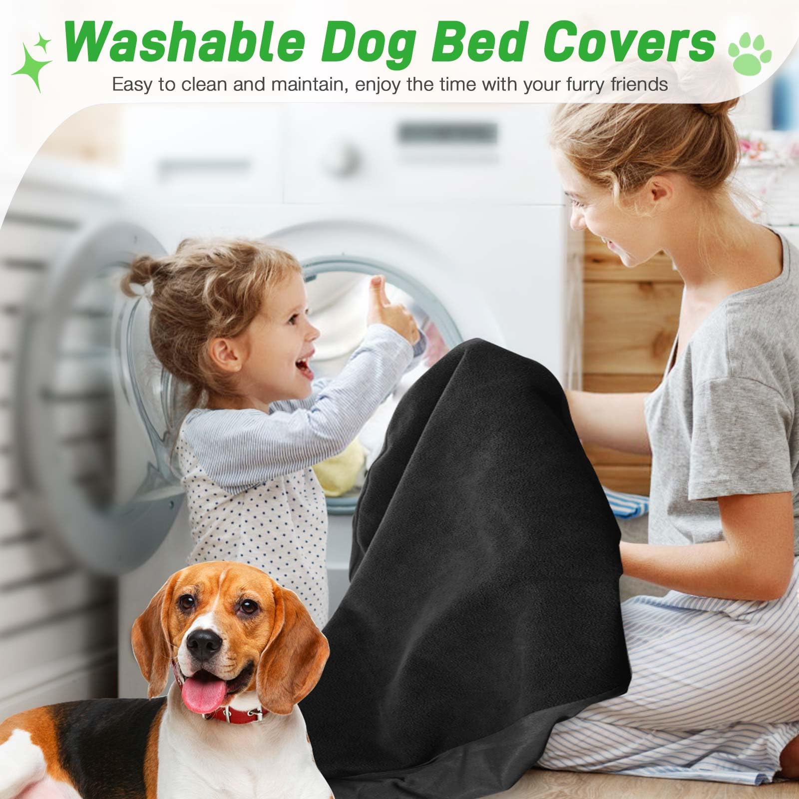 LotuFlor dog bed cover on bed demonstrates secure fit