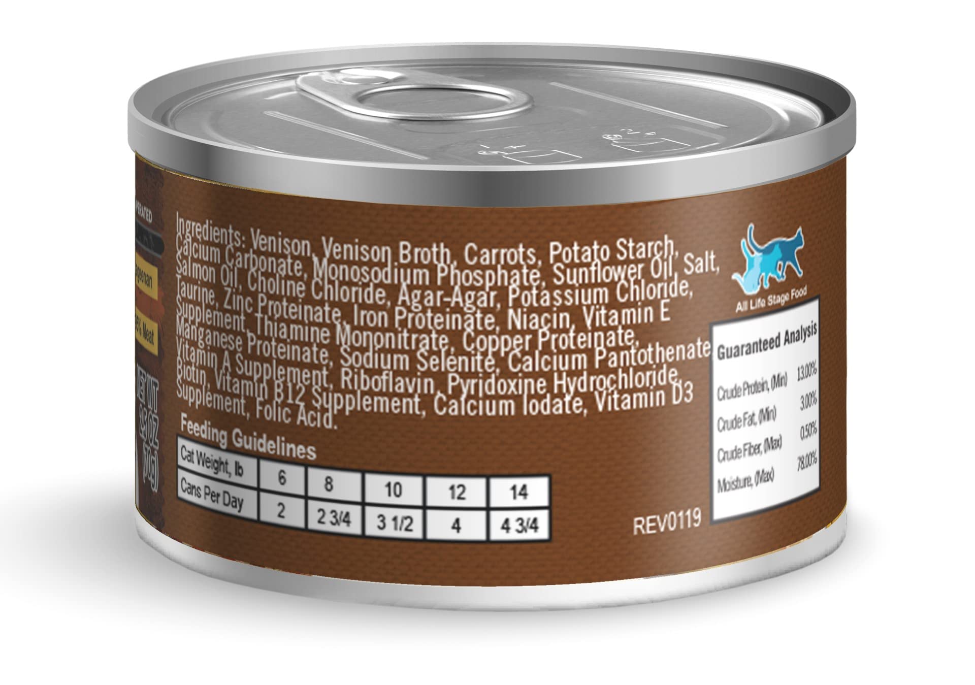 Lotus venison stew served in bowl; high-moisture, all-life-stage formula.