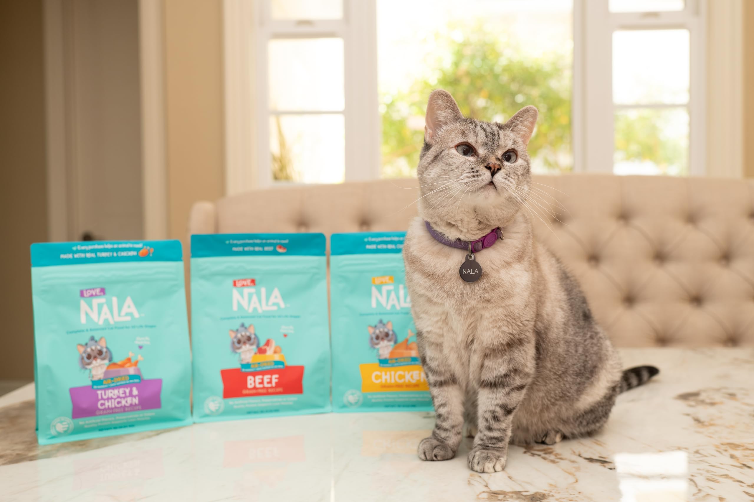 Love NALA beef air-dried cat food kibble-topper dish boosts flavor and protein