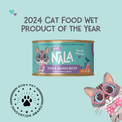 LOVE, NALA cat bowl served wet food highlights appealing texture for mealtime.