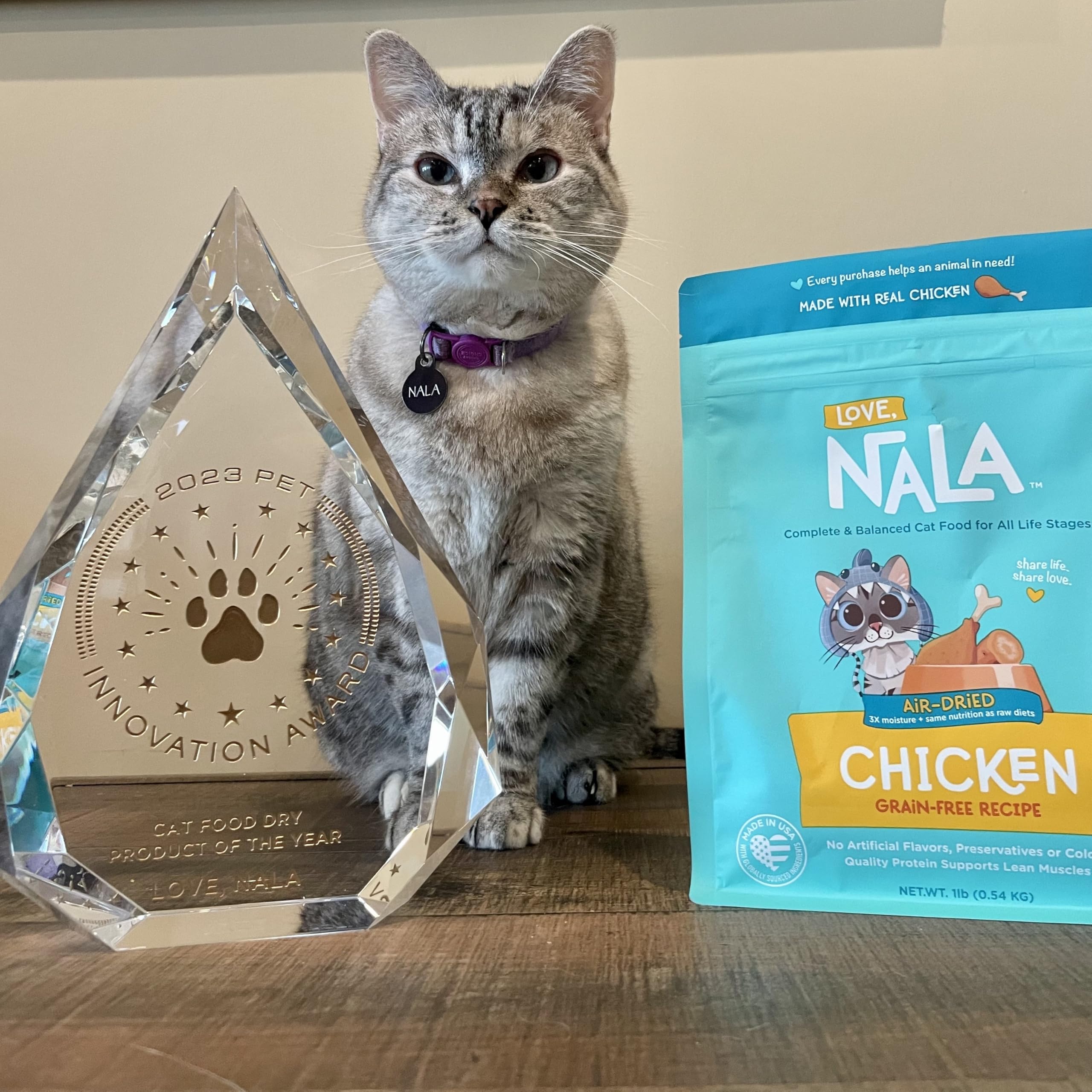 LOVE, NALA cat enjoying meal due to easy-to-digest air-dried formula