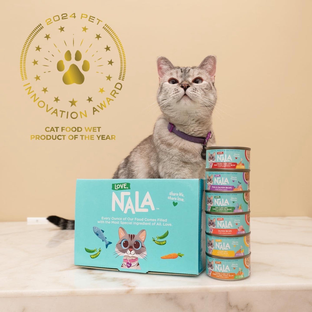 LOVE, NALA serving-bowl image captures appealing presentation of wet food.