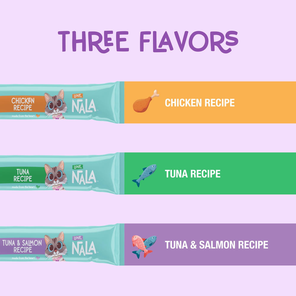 LOVE NALA squeeze-up application close-up showing creamy mousse texture for easy feeding.