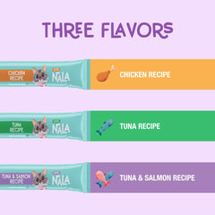 LOVE NALA squeeze-up application close-up showing creamy mousse texture for easy feeding.