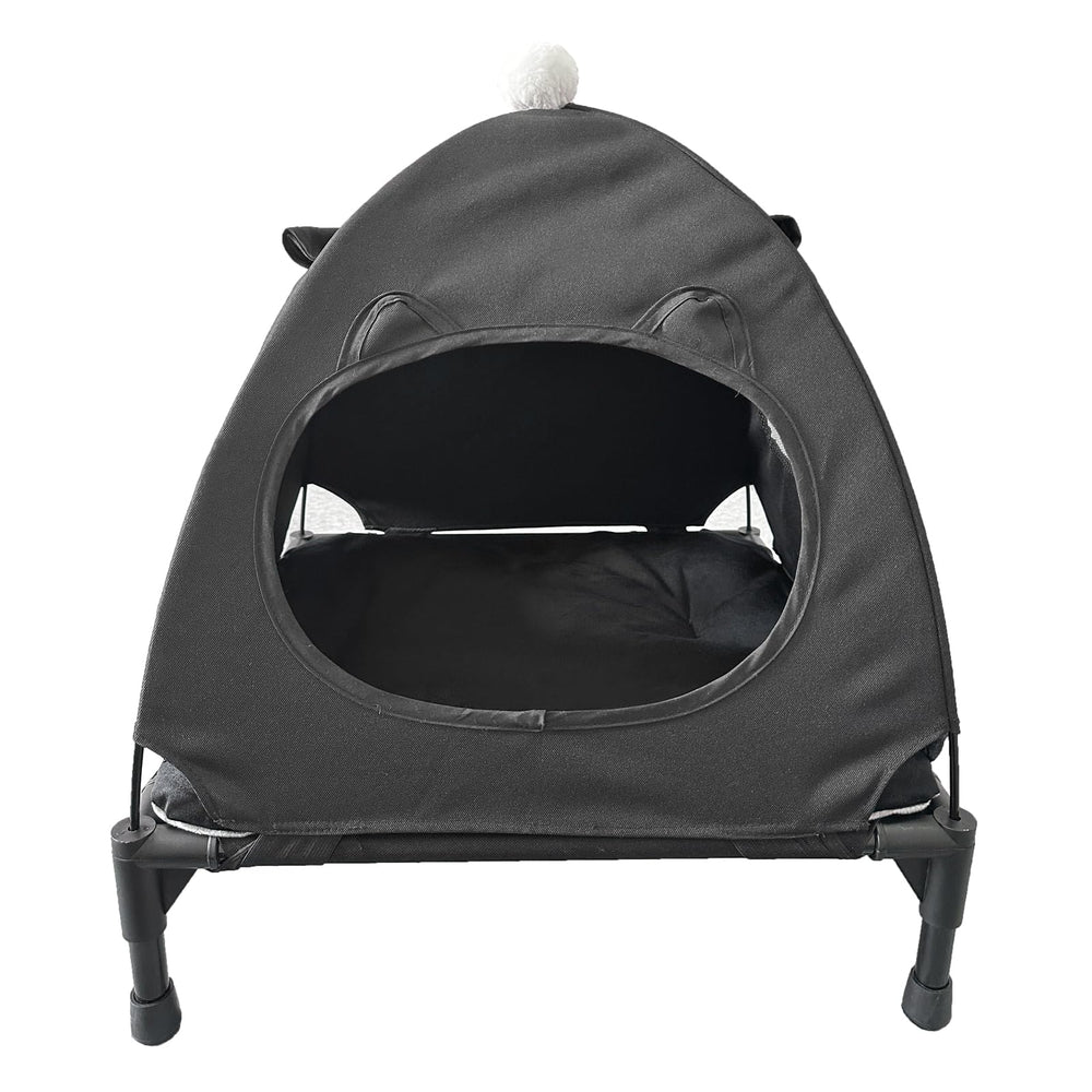 Love&go bed-canopy setup shows windproof shading for pets ready for outdoor relaxation.