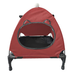 Love&go dog bed canopy in red provides wind protection.