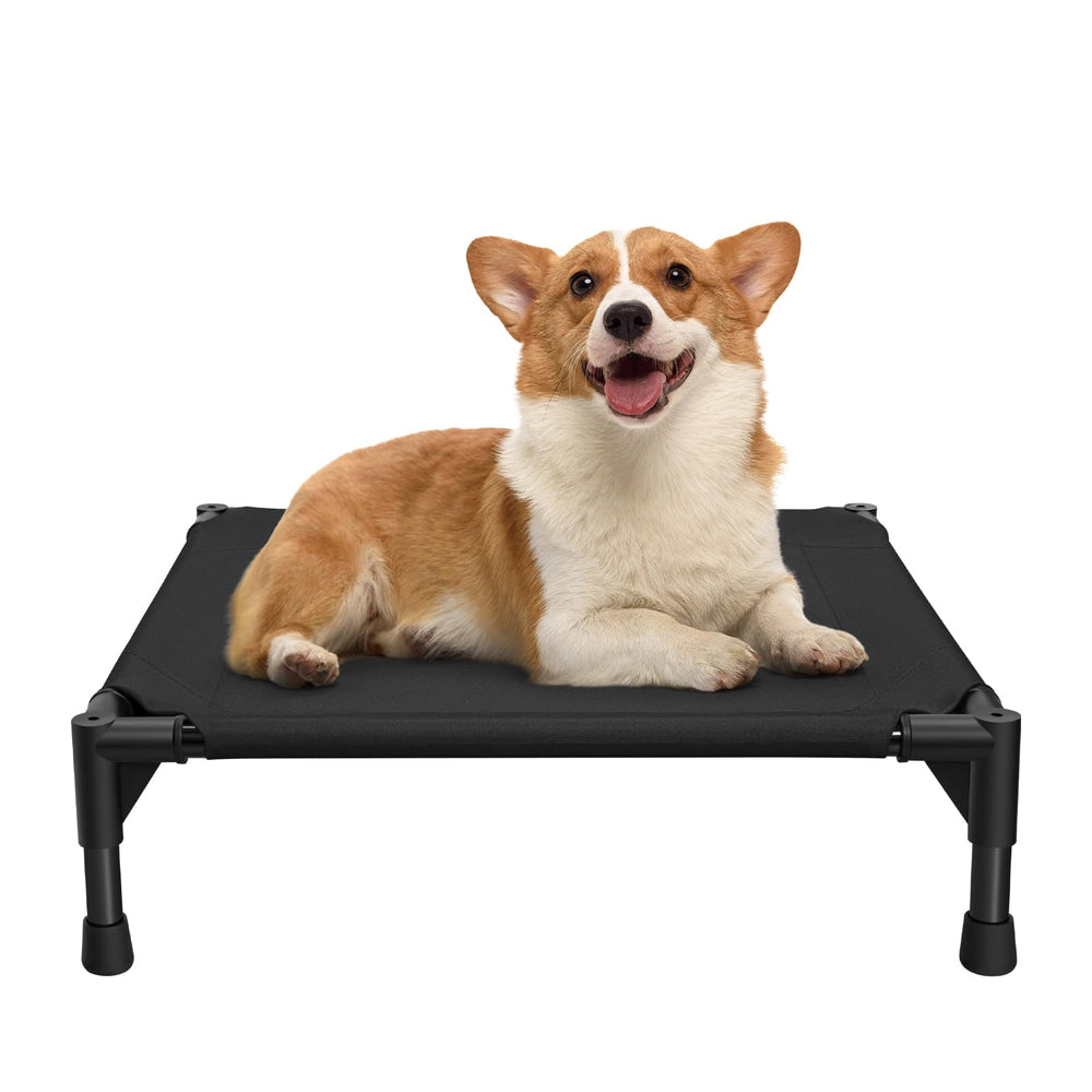 Love&go elevated dog bed with metal frame provides sturdy support for small pets.