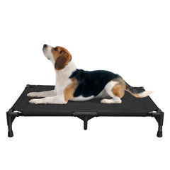 Love&go elevated dog bed with metal frame provides stable support for small and medium dogs.