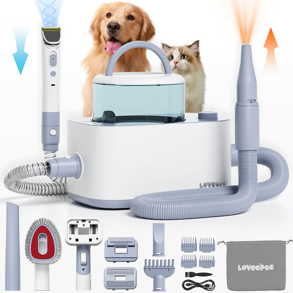 LOVEEPEE dog grooming vacuum kit front view showcases all-in-one grooming at home