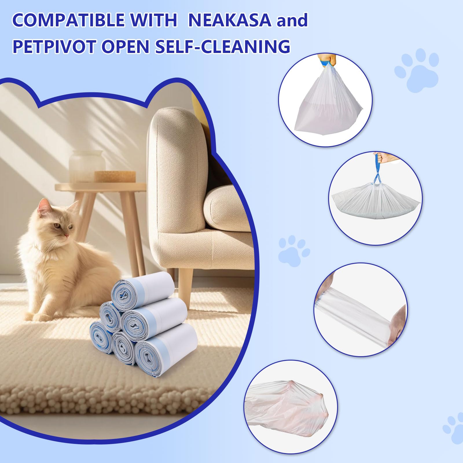 Loveishere drawstring cleanup liners enabling quick, hygienic disposal