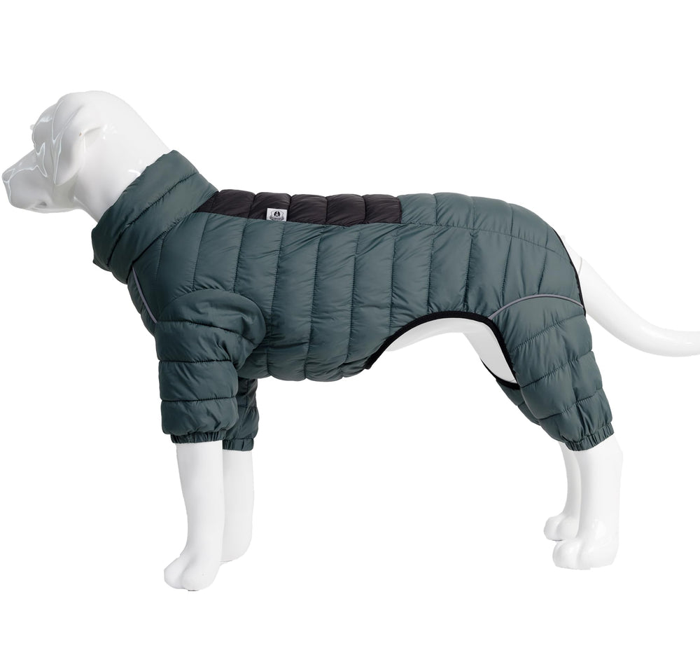 Lovelonglong ArmyGreen Dog Jacket adjustable straps on chest and neck provide comfort.