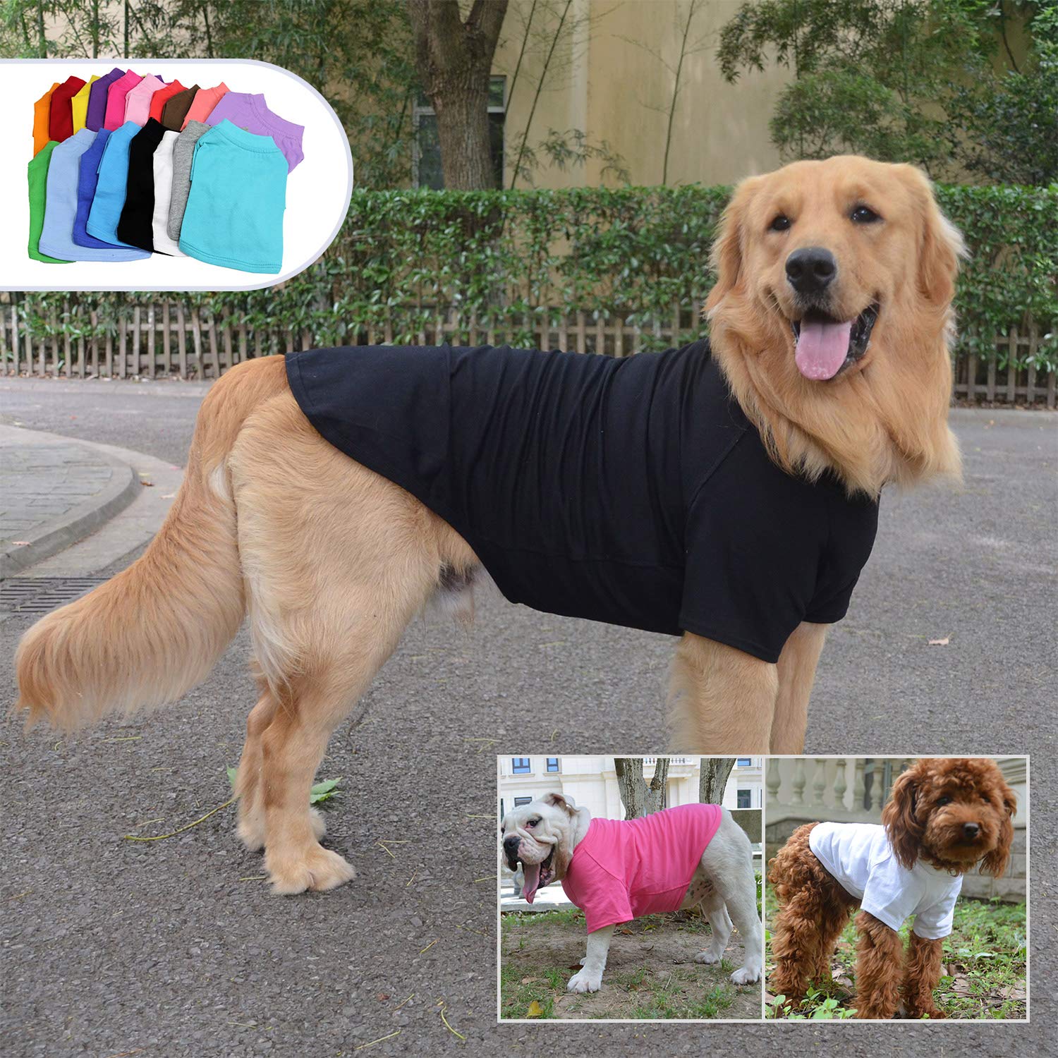Lovelonglong basic blank T-shirt dog wash care symbol emphasizes easy care