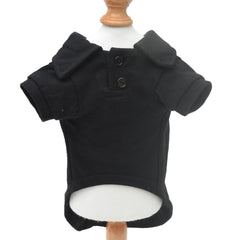 Lovelonglong Basic Dog Polo Shirt black front view showing breathable cotton for everyday wear.