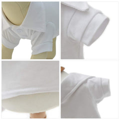 Lovelonglong basic dog polo white collar detail, two-button design for a secure fit