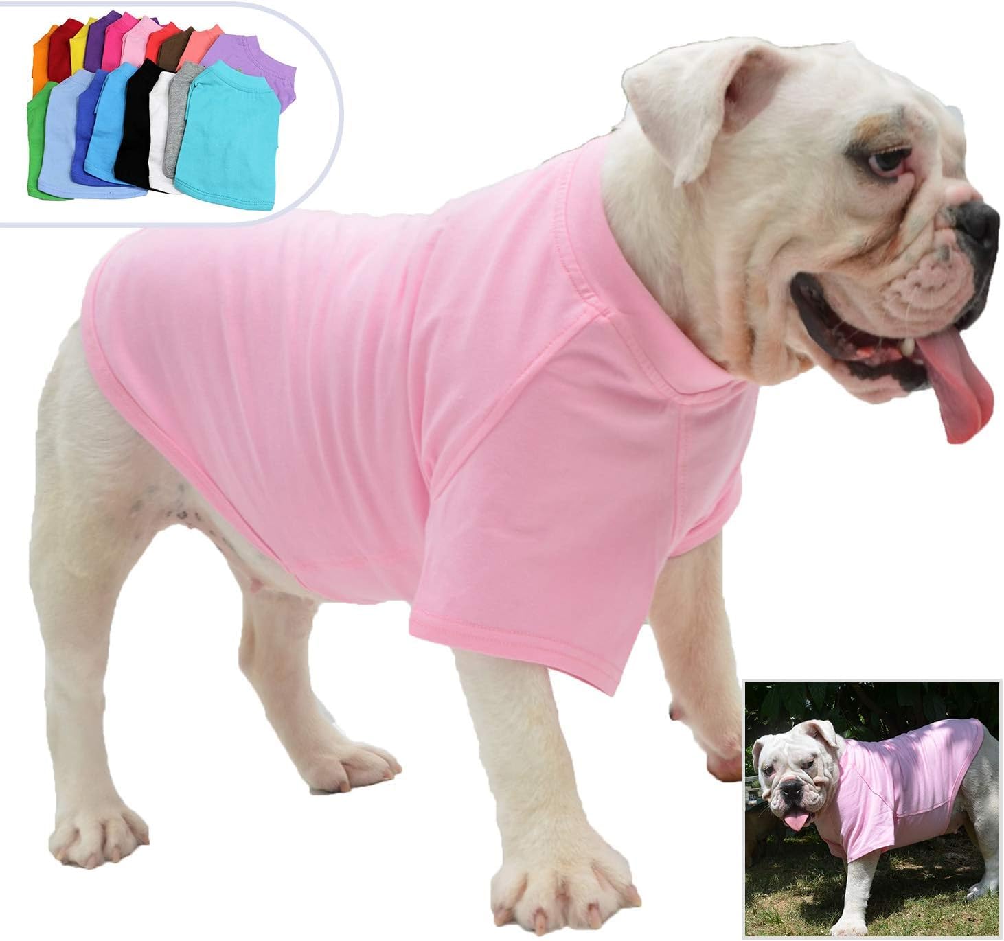 Lovelonglong Bulldog Clothes T-Shirt easy wash highlights quick-clean routine