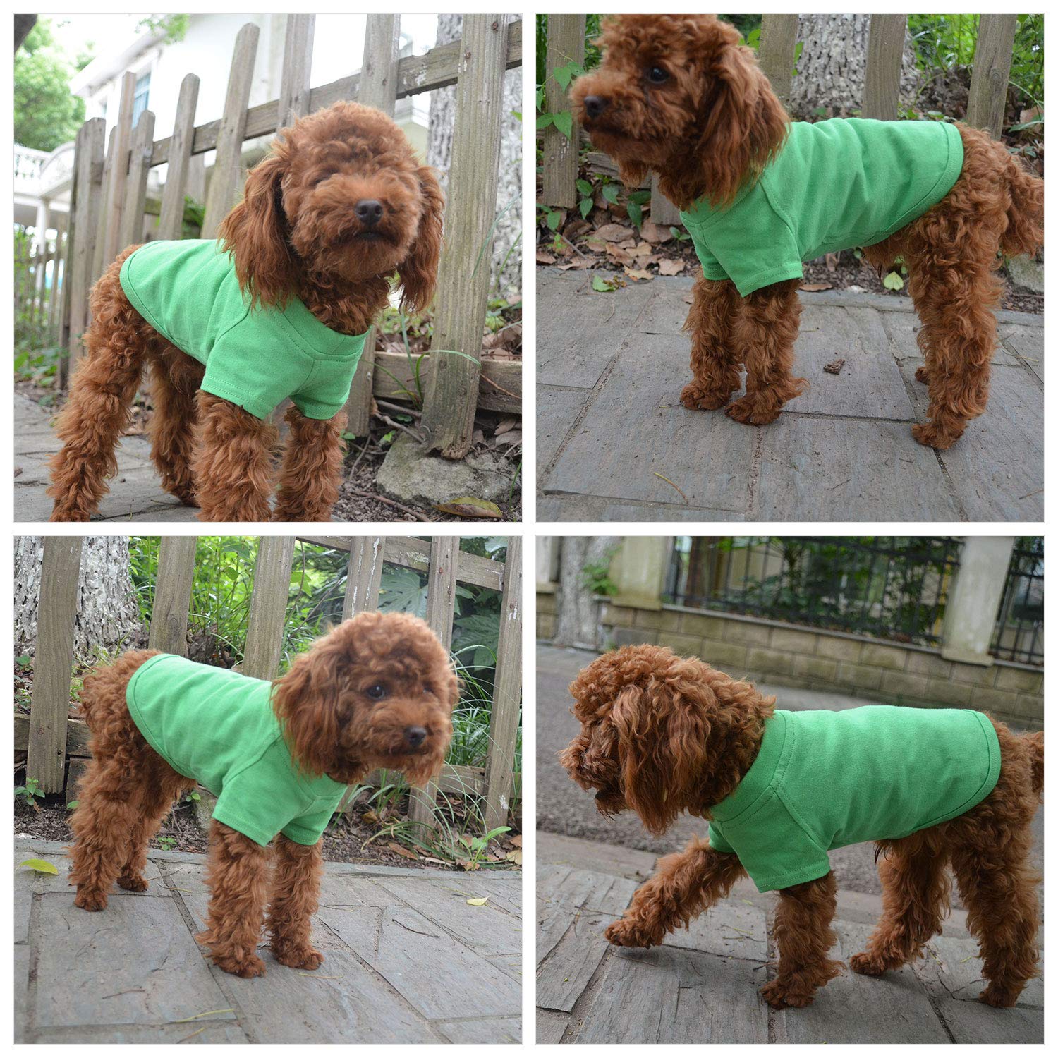 Lovelonglong-dog-costume-basic-blank-green-front durable cotton for all-day wear.