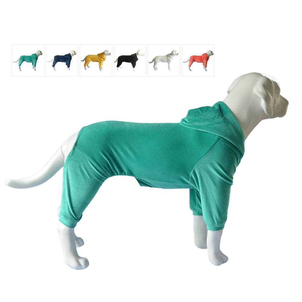 Lovelonglong dog pajamas front view hoodie showing soft velvet comfort for all-season wear.