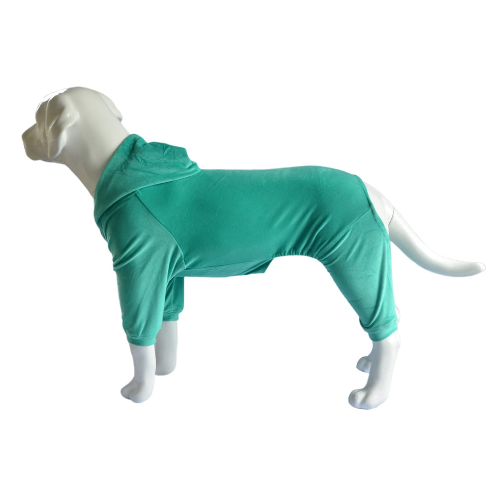 Lovelonglong dog pajamas leash-hole feature enables easy outdoor walks.