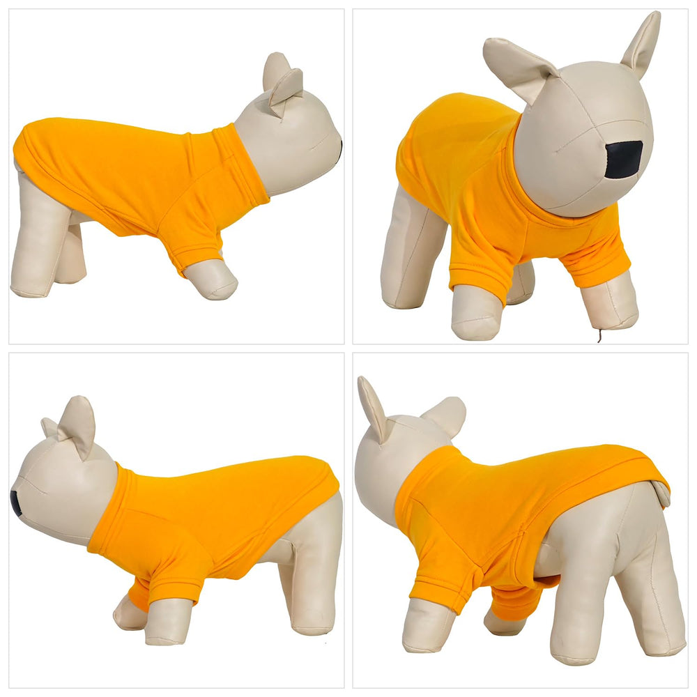 Lovelonglong dog pullover orange back view shows comfy fit for indoor wear