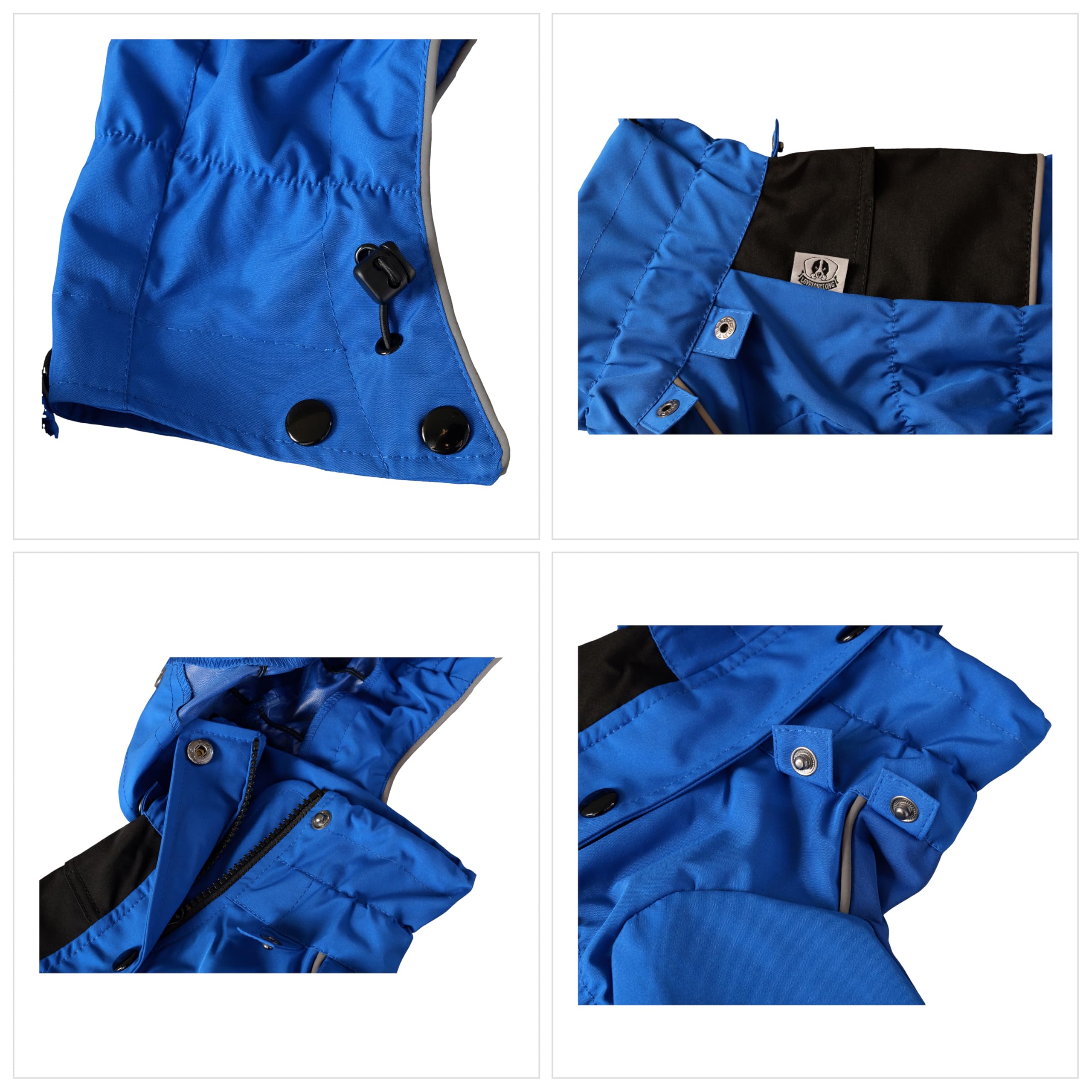 Lovelonglong dog raincoat removable hood allows quick weather adaptation.