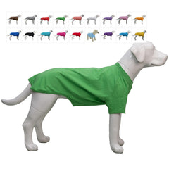 Lovelonglong dog-tshirt green-xxxlxl close-up shows comfortable breathable cotton for large dogs.