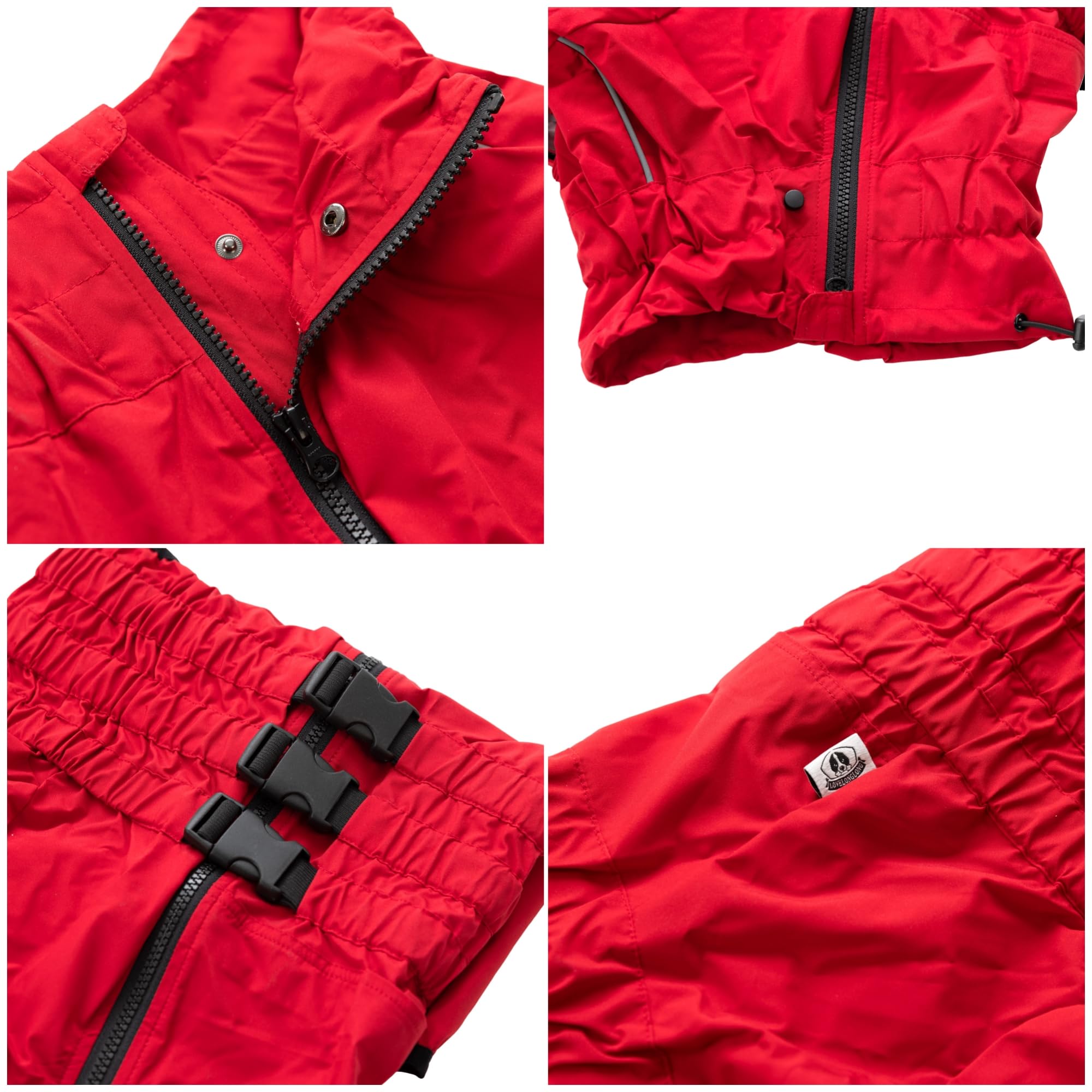 Lovelonglong dogs waterproof jacket back view demonstrates full coverage for active dogs.