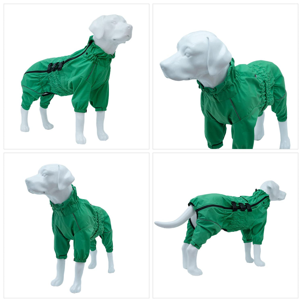 Lovelonglong dog waterproof jacket green reflective strips for night visibility