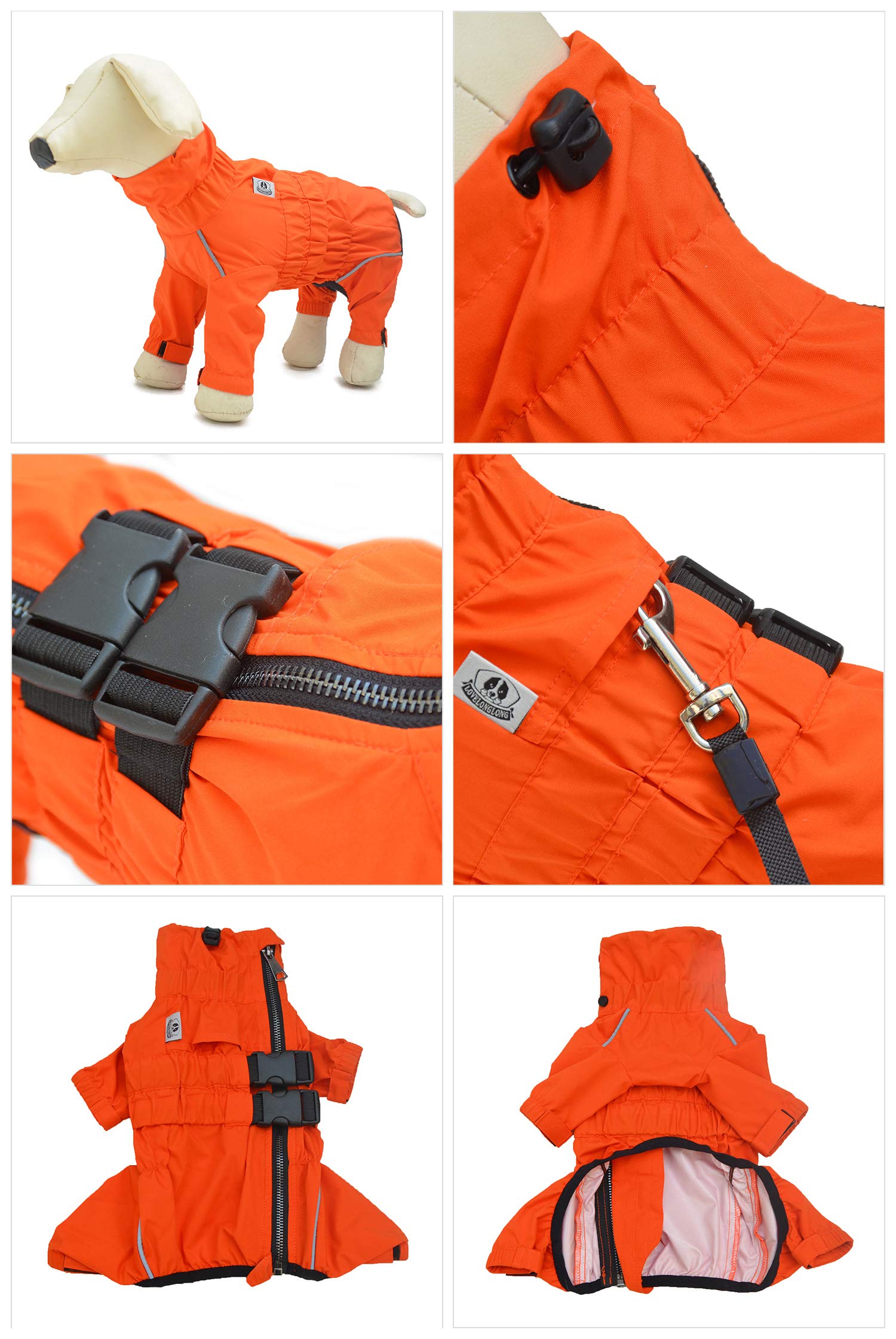 Lovelonglong dogs waterproof jacket with leash hole design for easy lead attachment.