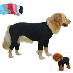 Lovelonglong Four Feet Dog Pajamas fabric close-up shows soft cotton comfort for pets.