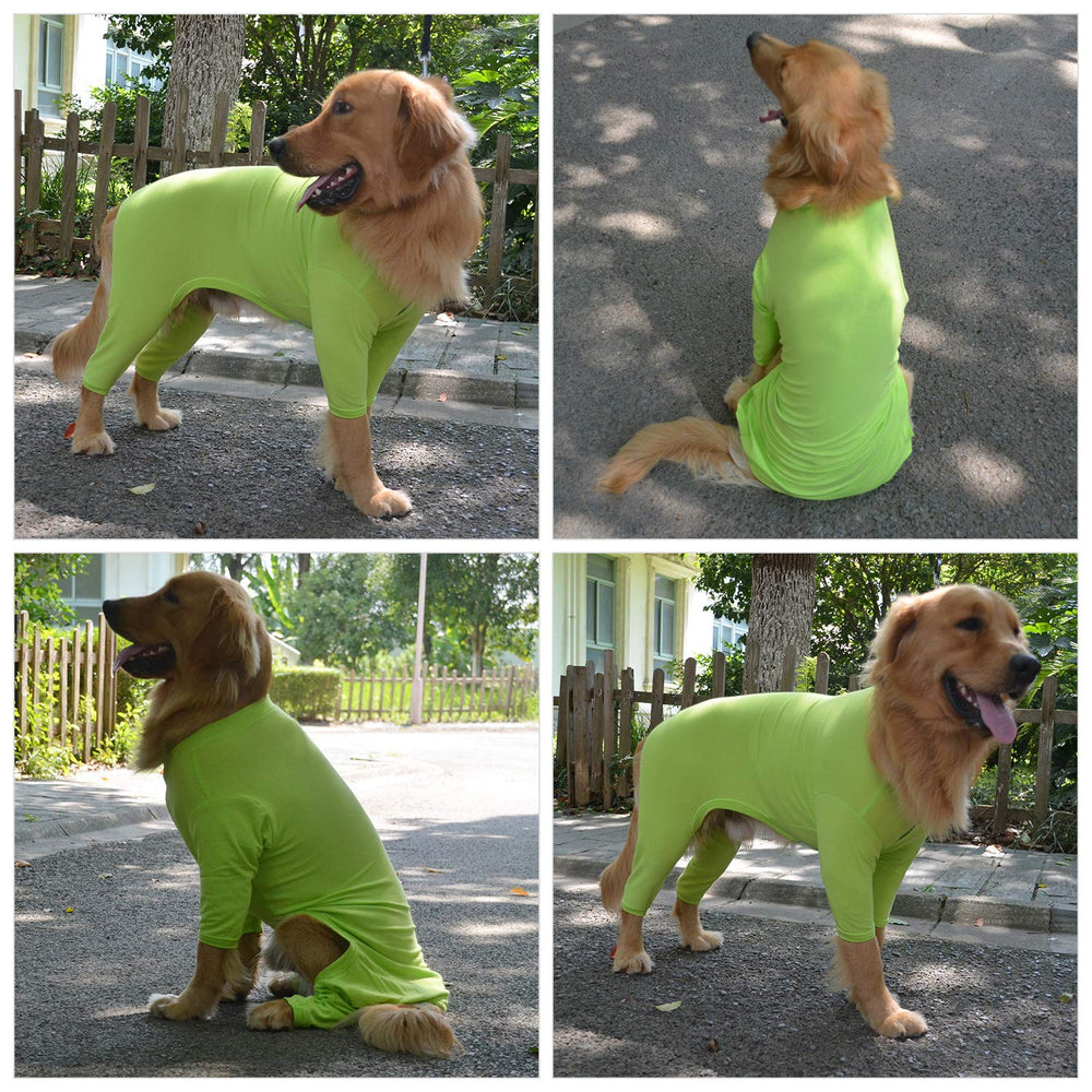Lovelonglong Four Feet Dog Pajamas outdoors usage; helps keep fur tidy during walks.