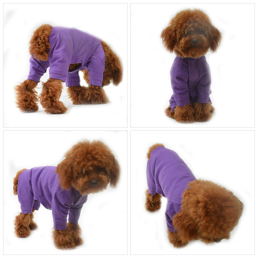 Lovelonglong four feet dog pajamas size chart, eight sizes from XS to XXXL.