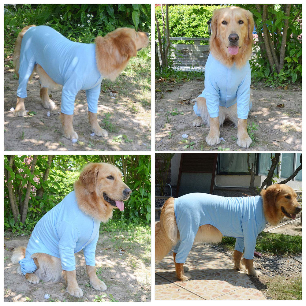 Lovelonglong Four Feet Pajamas lightblue dog outdoors ideal for easy-care fur containment.