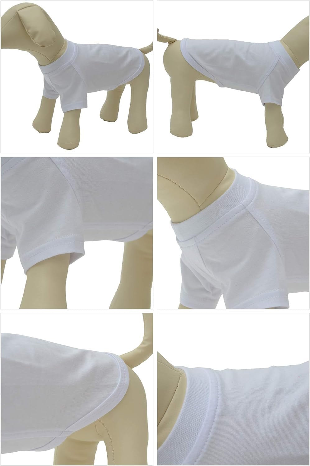 Lovelonglong pet shirt side view white XXXXL highlighting breathable fabric.