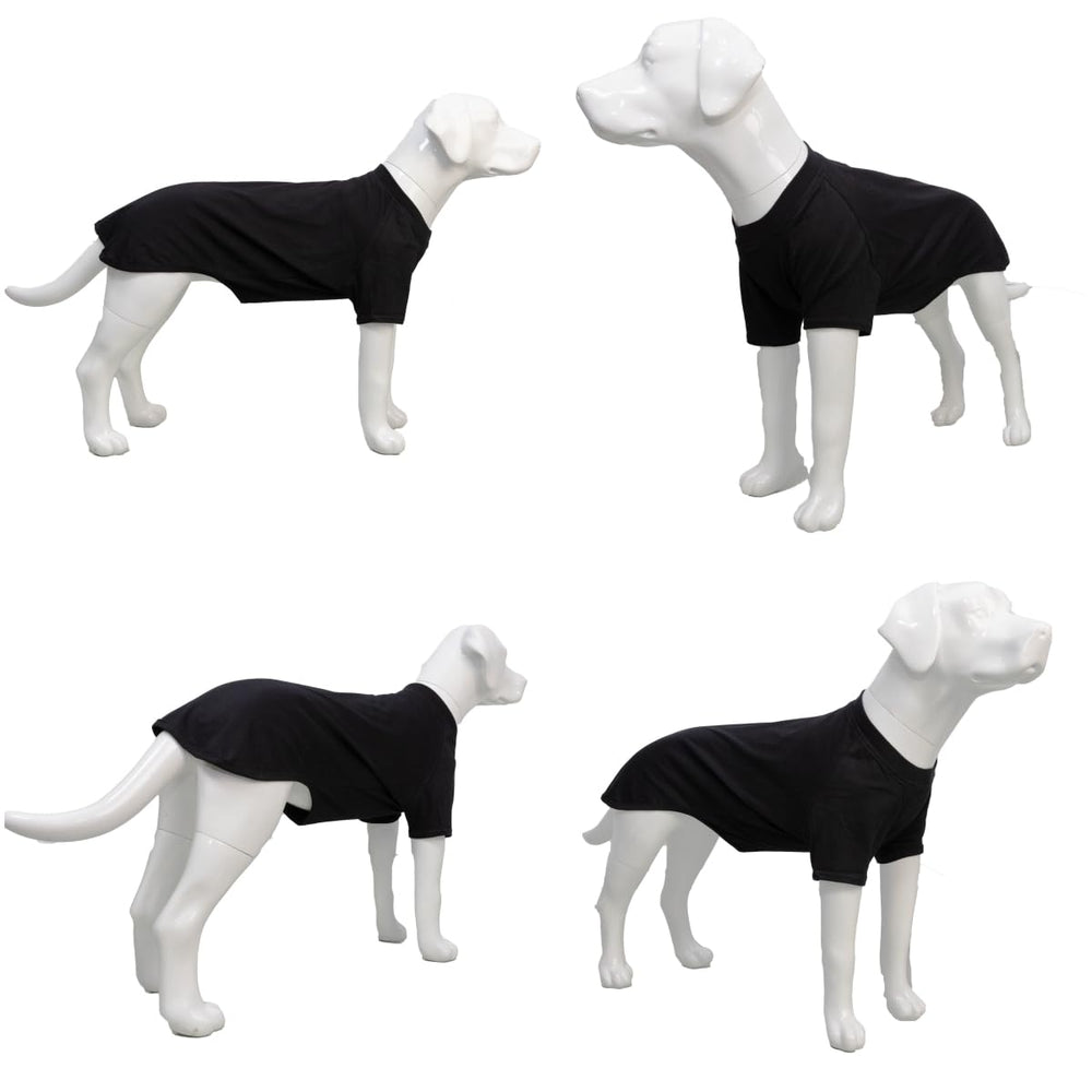 Lovelonglong pet t-shirt size range display for medium to XXL, accommodating many breeds.