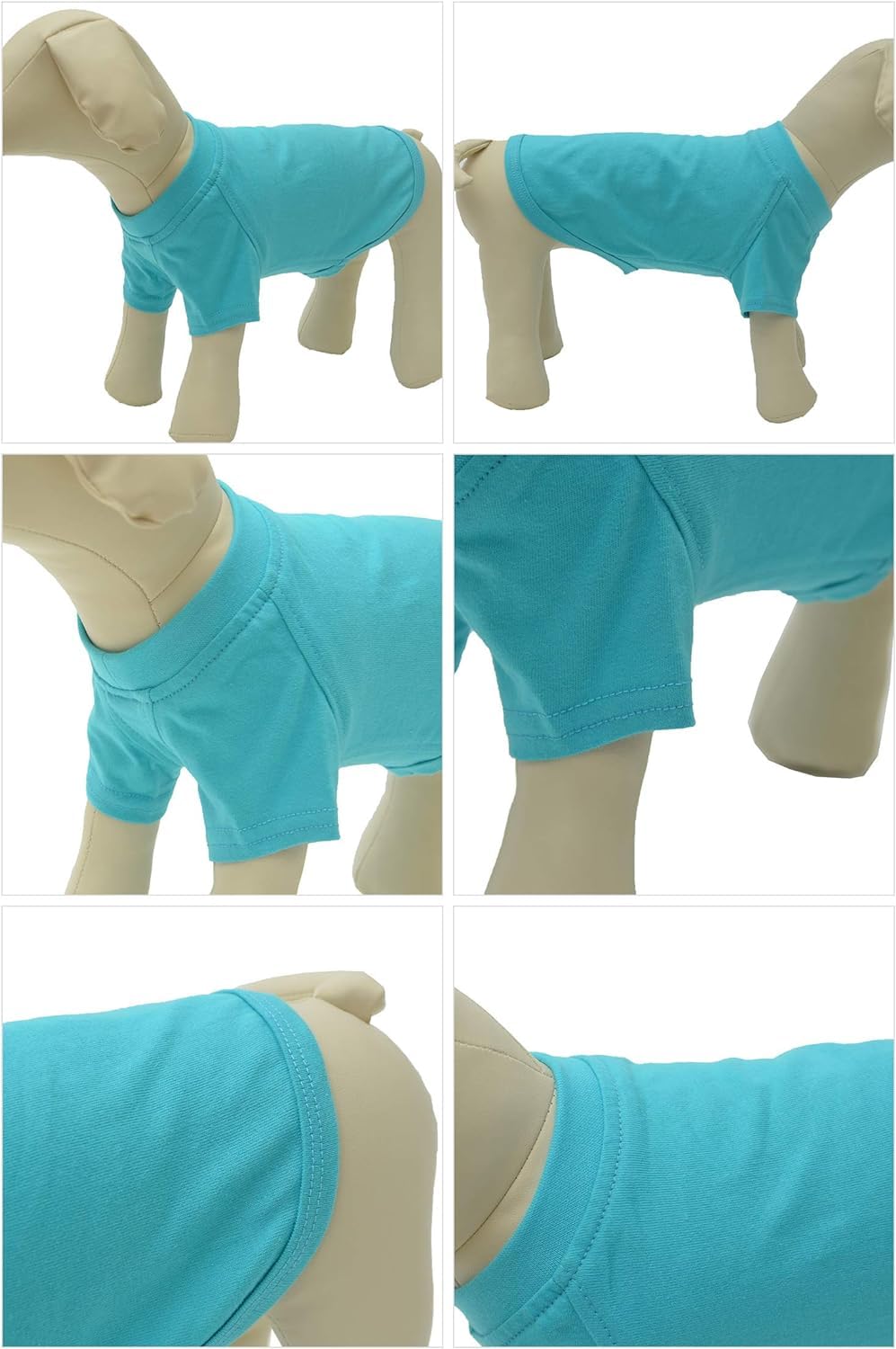 Lovelonglong pet clothing turquoise XXL close-up of easy-care cotton fabric.