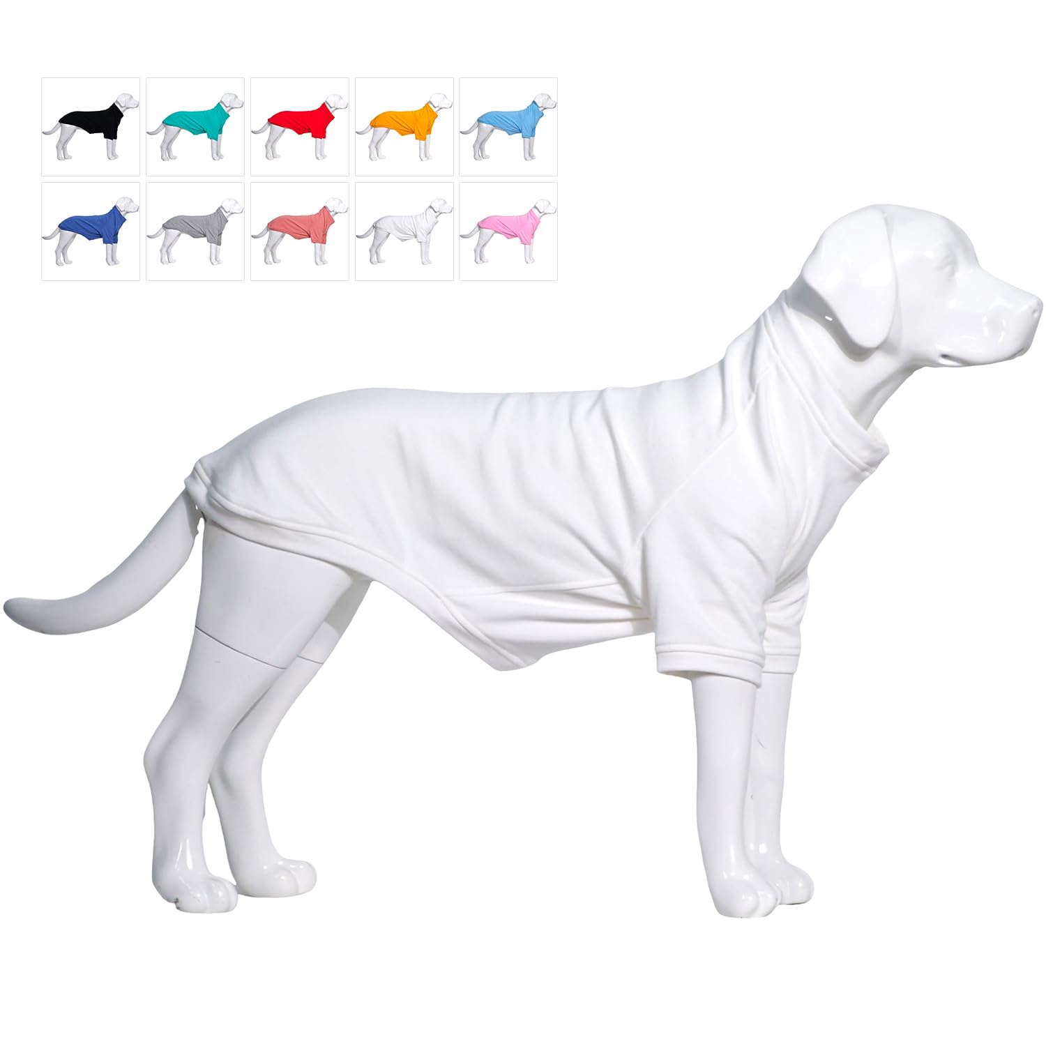Lovelonglong pullover sweatshirt front view keeps the dog warm on winter walks