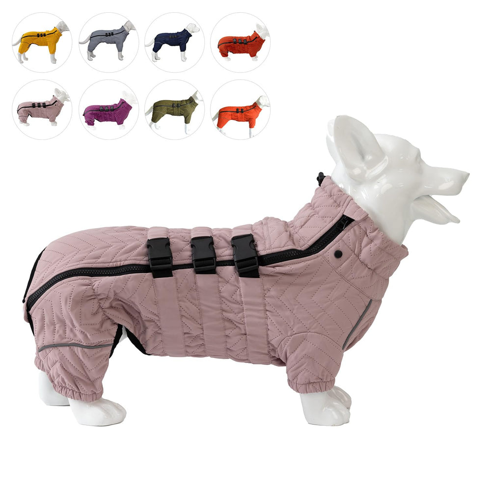 Lovelonglong warm dog coat lotus pink DL back view highlighting snug warmth for winter walks