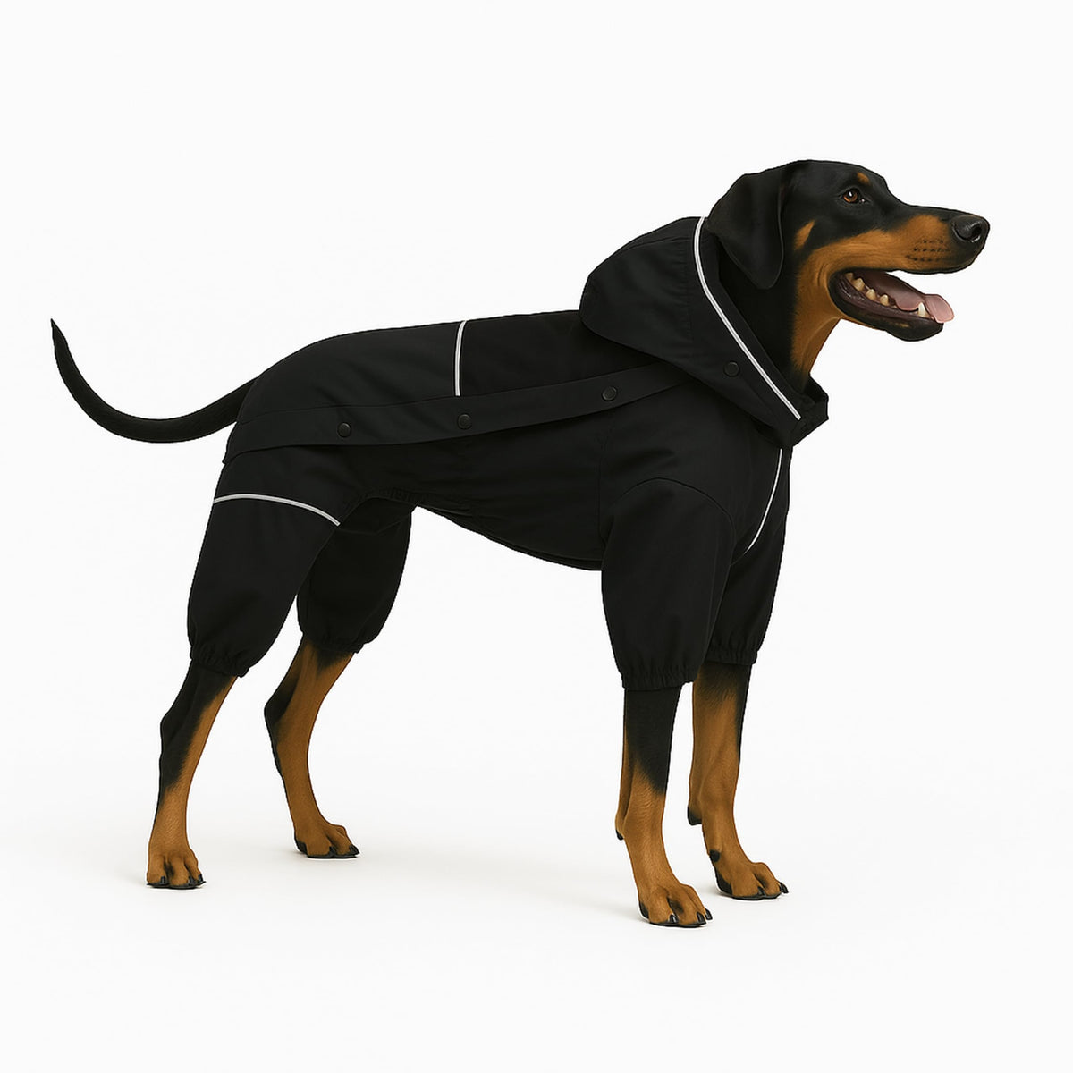 Lovelonglong waterproof dog raincoat full-body coverage shields dog from rain and mud on walks.