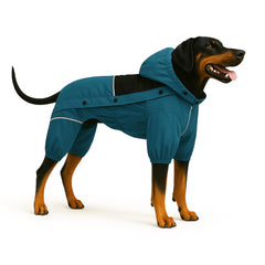 Lovelonglong waterproof dog raincoat front view in Ocean Teal for all-season protection