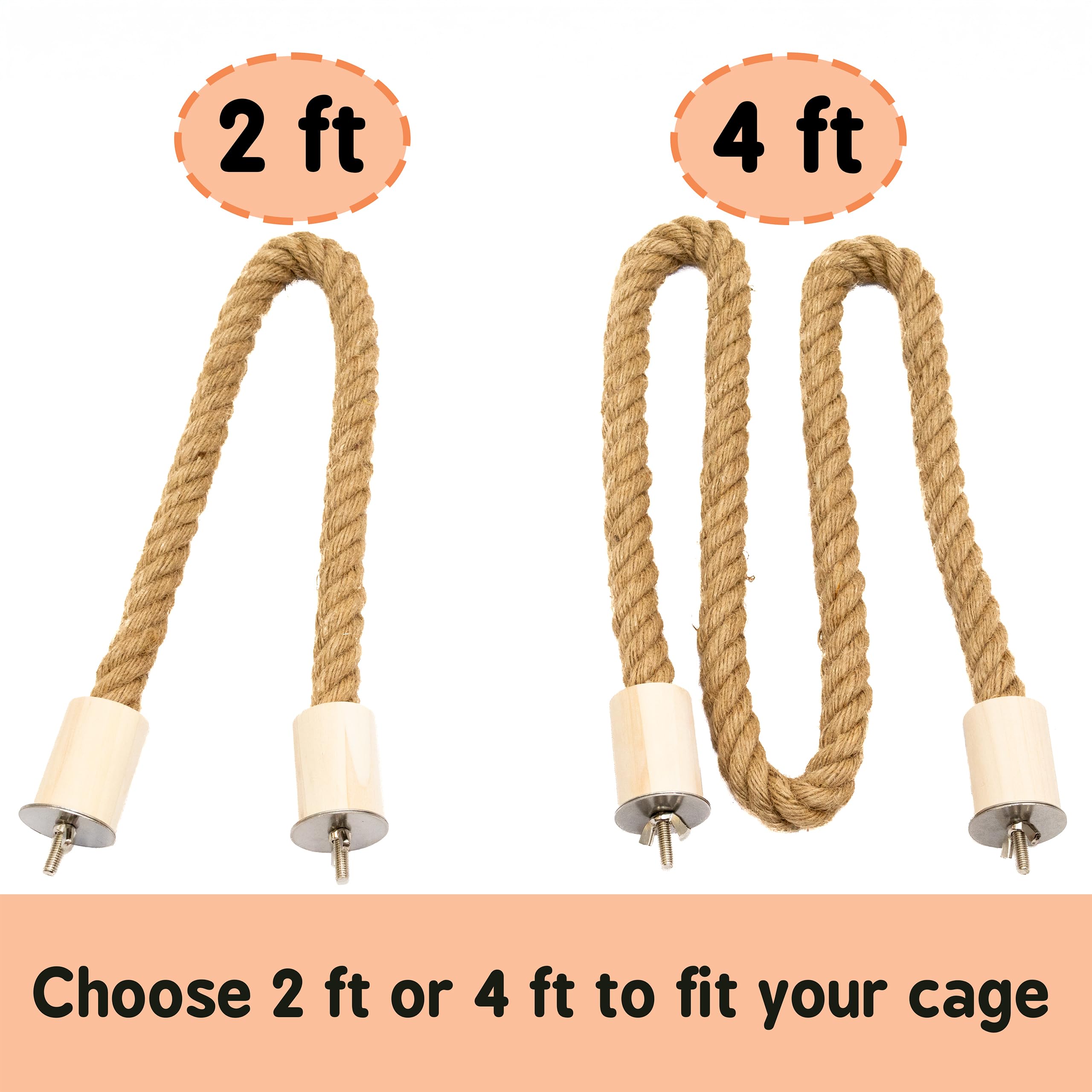 Lovely Little Flyers stainless steel hardware ensures durable, secure perch mounting.
