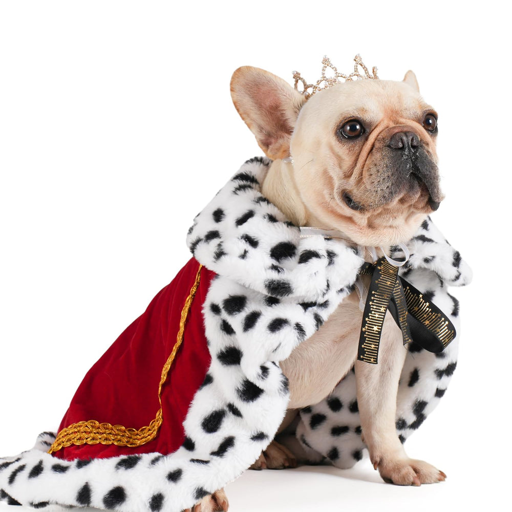 Lovelyshop pet crown and cape in red for regal Halloween dress-up and photo shoots.