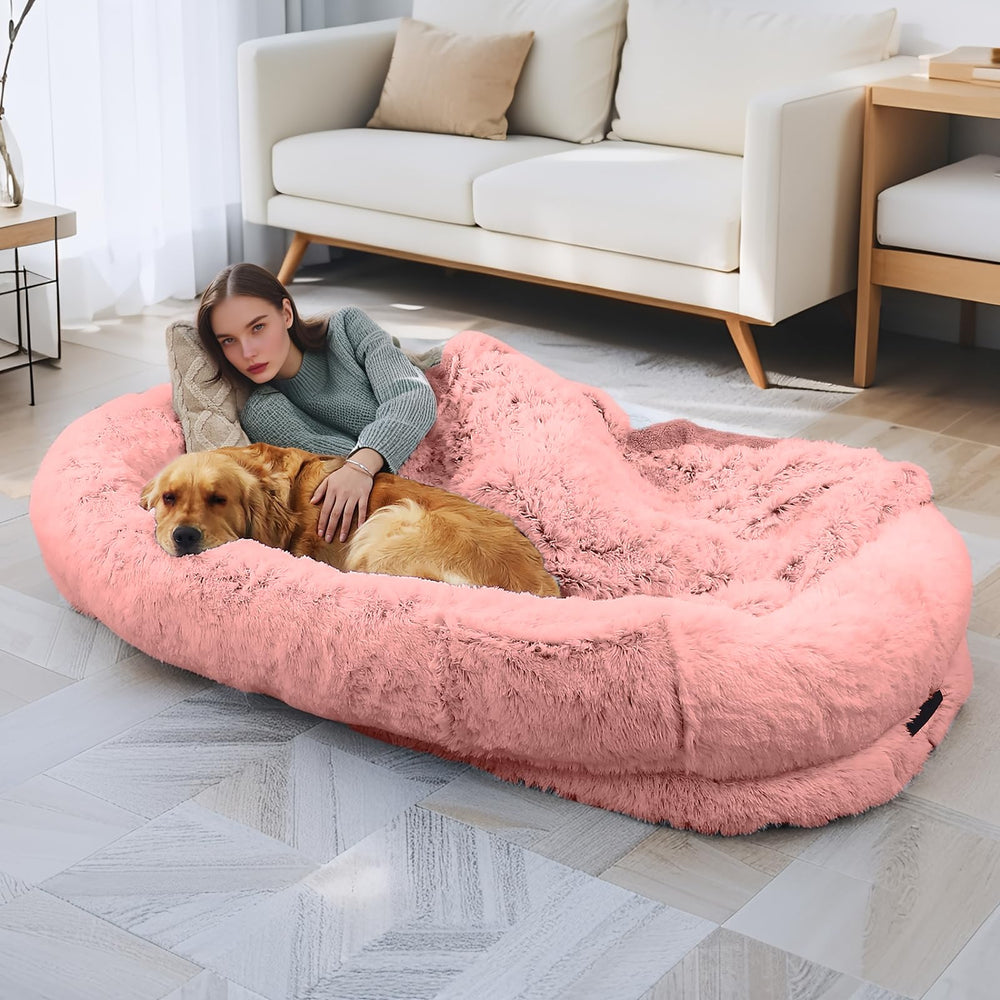 LOVEPals human dog bed cover closeup plush for ultra-soft warmth and cozy feel.