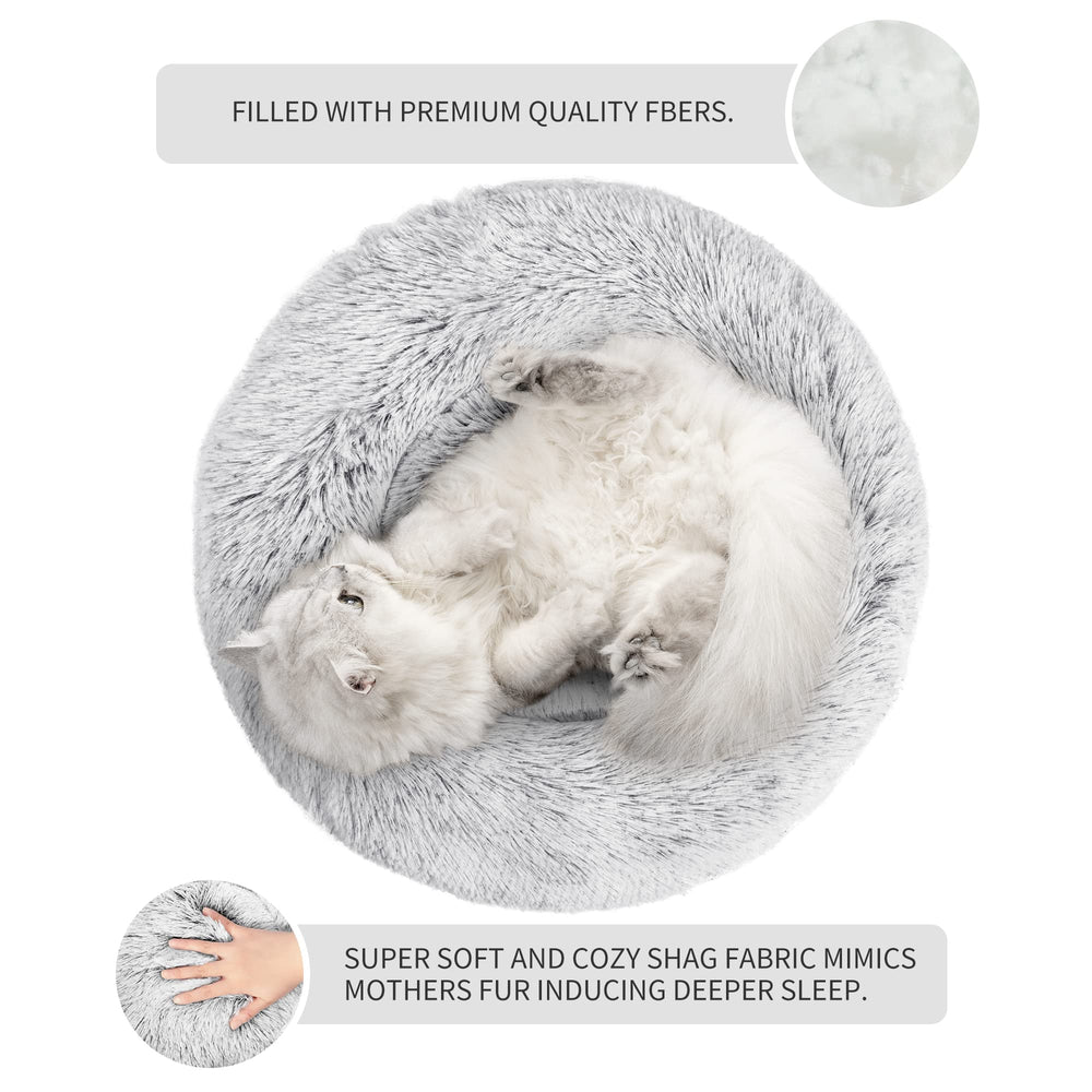 Love's cabin anti-anxiety donut dog bed provides round, comforting support.