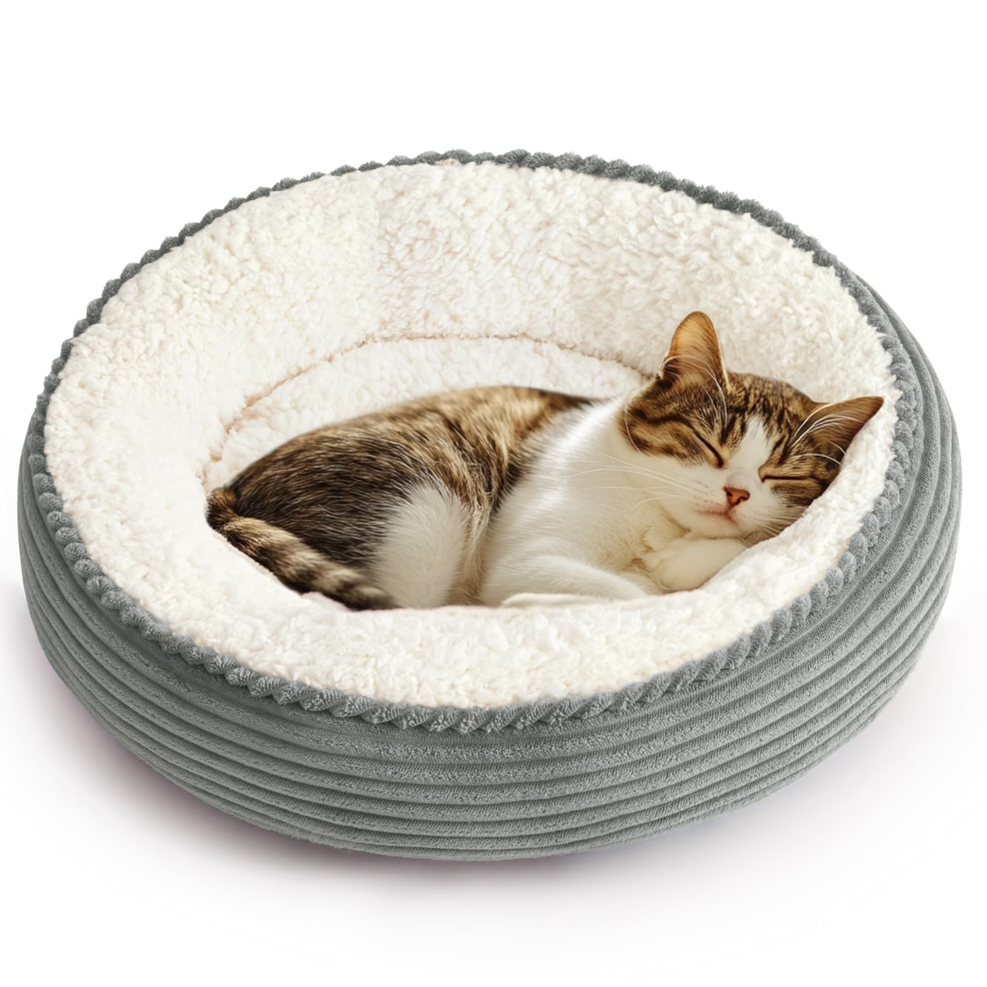 Love's cabin cama redonda donut para gatos y perros pequeños, refugio cómodo para dormir.