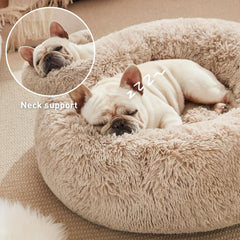 Love's cabin cat-dog bed in soft faux shag fur adds warmth and comfort.